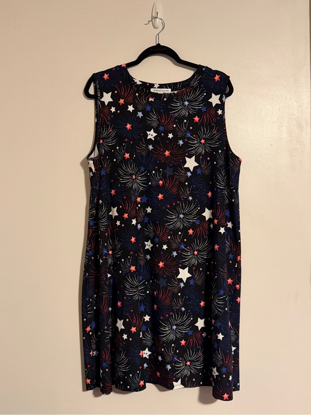 Sleeveless Navy Starburst Print Mini Dress